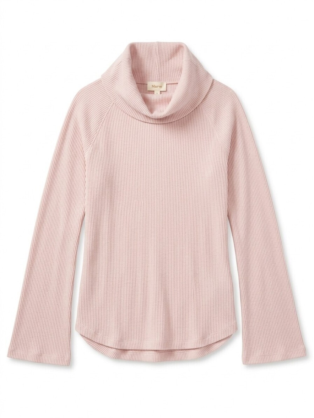 Maeve Anthropologie Ribbed Cowl Neck Sweater Top Pink XS High Low Hem